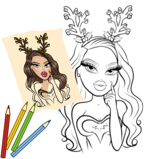 Reindeer Cheer Coloring Page